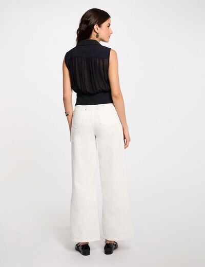 Sleeveless pleated top navy blue women