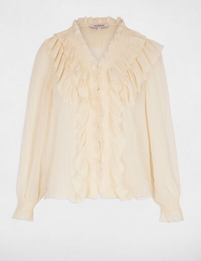 Flowy v-neck shirt cream women