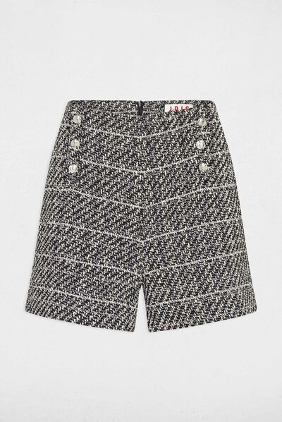 Straight shorts with metallised threads black ladies'