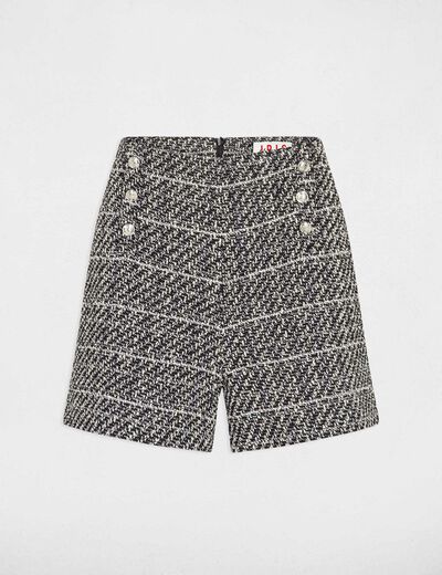 Straight shorts with metallised threads black ladies'