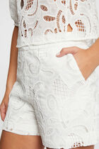 Fitted shorts embroidery ecru women