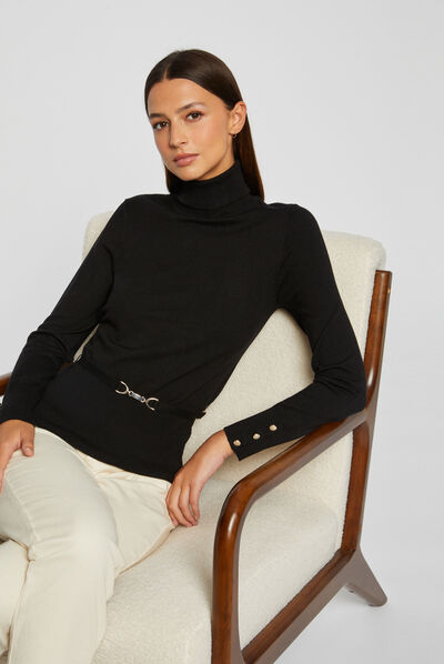 Long-sleeved jumper with ornament black ladies'
