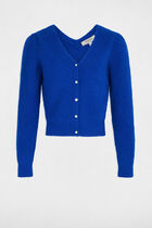Gilet manches longues col en V bleu electrique femme