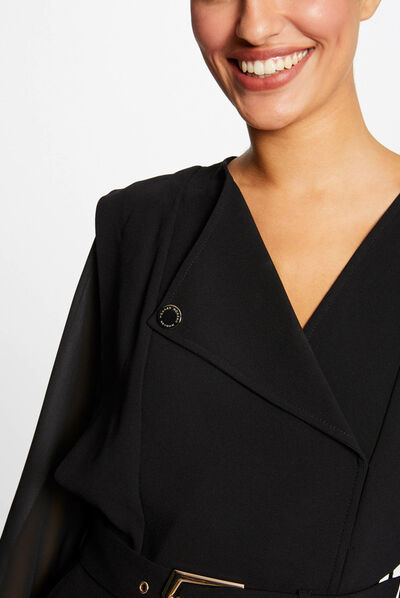Jumpsuit wide leg with belt black ladies'