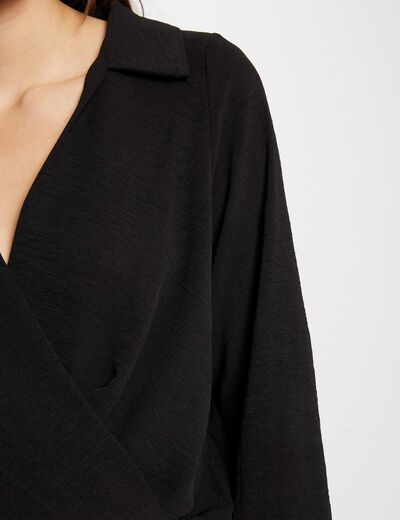 Long-sleeved blouse black ladies'