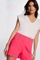 Short droit à pinces rose fushia femme