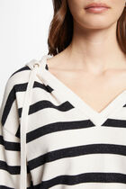 Jumper V-neck and hood ivory women