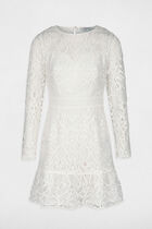 Fitted mini lace dress ecru women