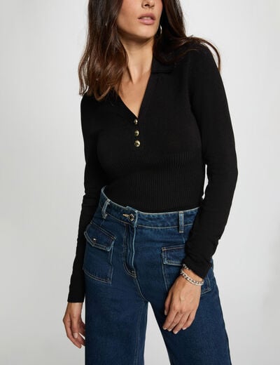 Fitted polo neck sweater black women