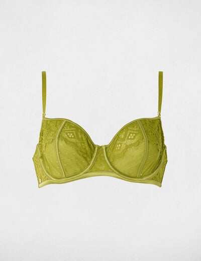 Lace bra with thin straps green women