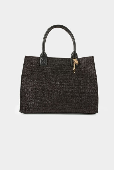 Rectangular shopper bag with spangles black ladies'