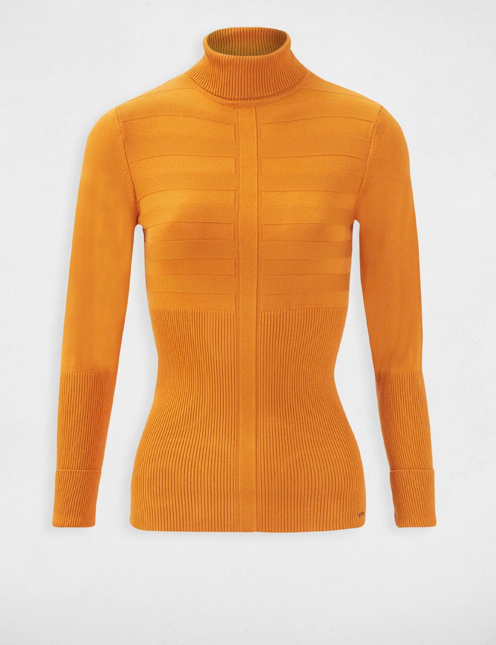 Pull col roulé ajusté moutarde femme