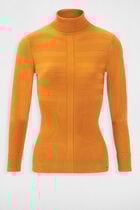 Pull col roulé ajusté moutarde femme