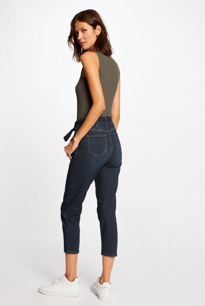 Ribbed vest top with wide straps khaki green ladies'