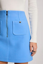 Jupe courte zippée bleu femme