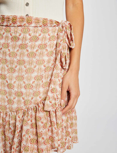 Wrap skirt abstract print multicolored women