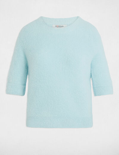 Short-sleeved jumper sky blue women