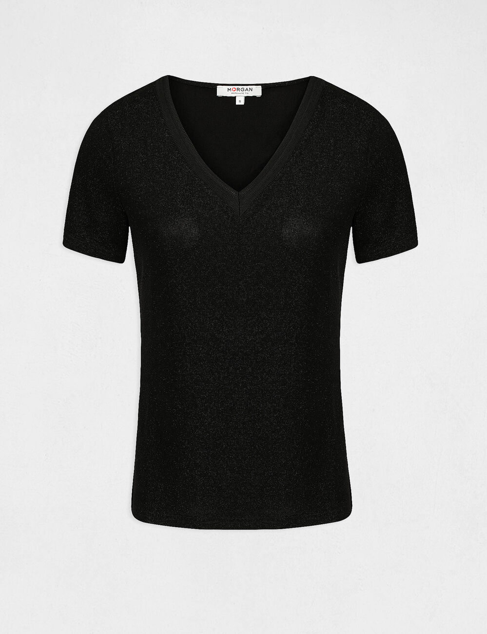 Short-sleeved t-shirt with V-neck black women