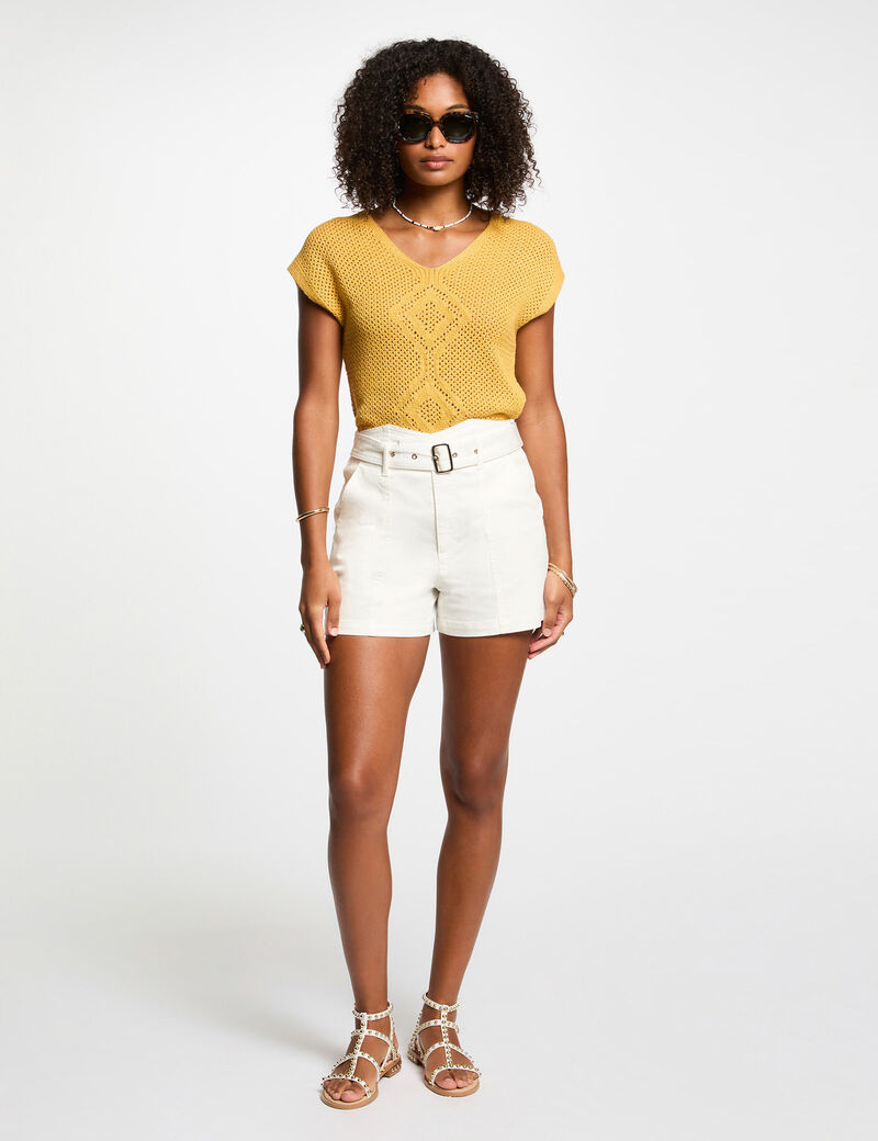 short sleeved jumper mustard yellow women Short-sleeved jumper mustard yellow women