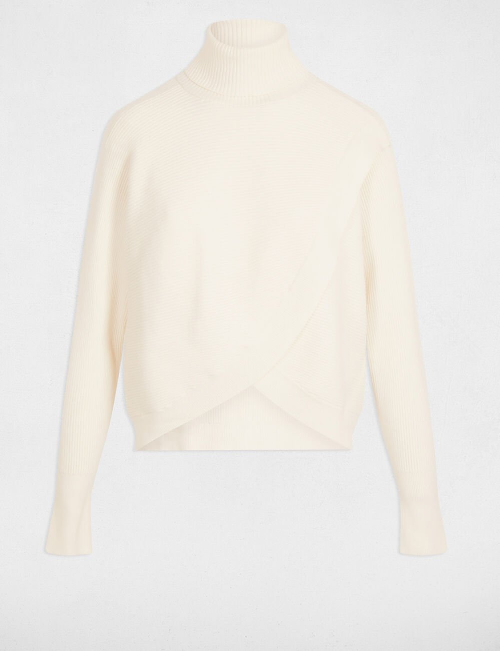 Long-sleeved jumper wrap-over effect ivory women