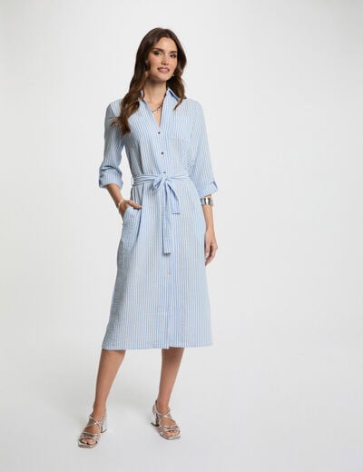 Striped straight dress blue women