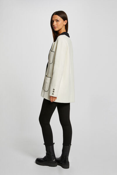 Straight cardigan with pockets ecru ladies'