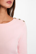 Sweater with round neck and buttons light pink women