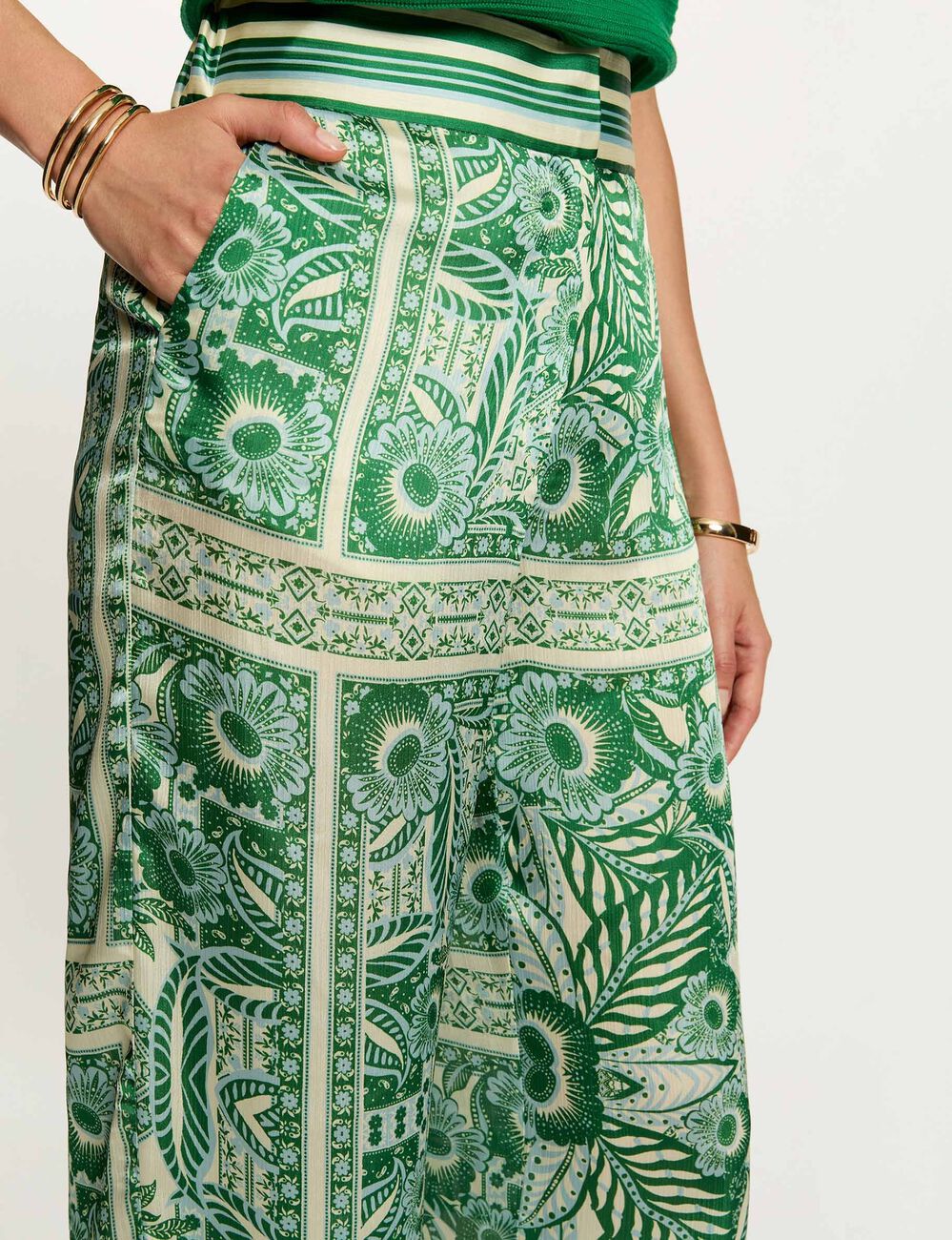 High-waisted wide-leg trousers multicolor women