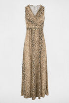 Robe longue droite imprimée multicolore femme