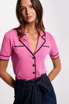 Gilet manches courtes rose femme