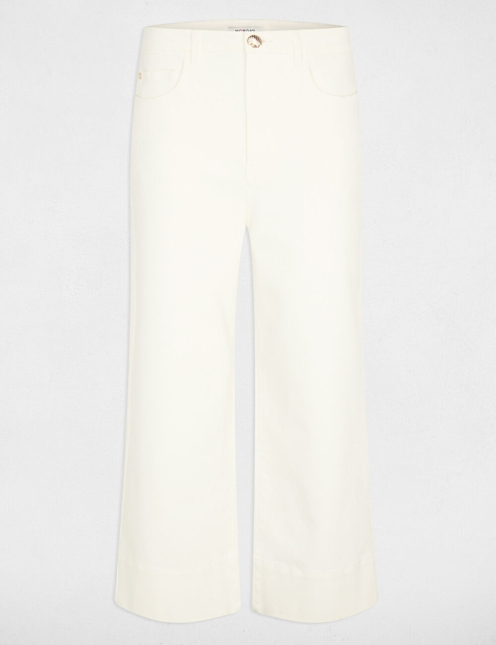 Wide-leg high-waisted cropped trousers white women