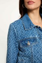 Chevron jacquard jacket denim stone women
