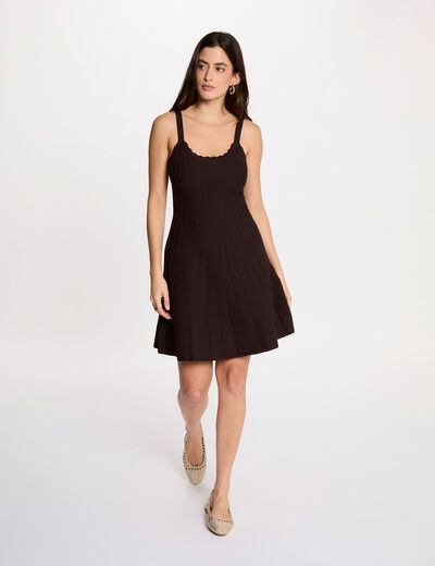 A-line mini knitted dress dark brown women