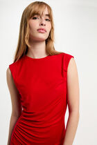 Robe courte ajustée drapée rouge femme