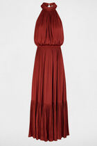 Maxi loose A-line dress cognac brown women