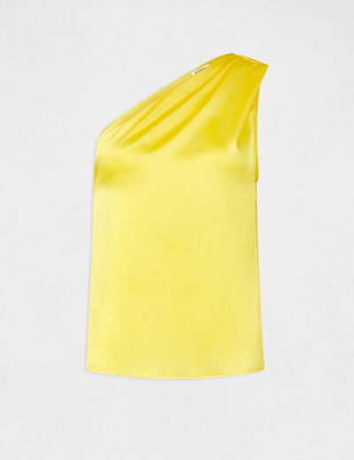 Asymmetrical satin blouse yellow ladies'