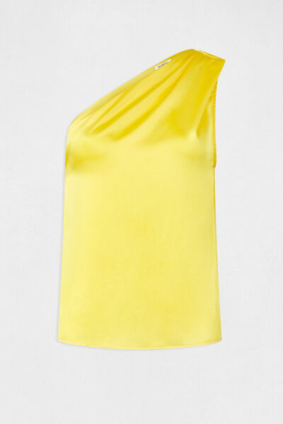 Asymmetrical satin blouse yellow ladies'