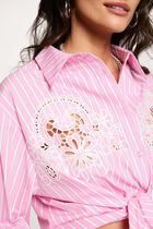 Oversized striped shirt pink women