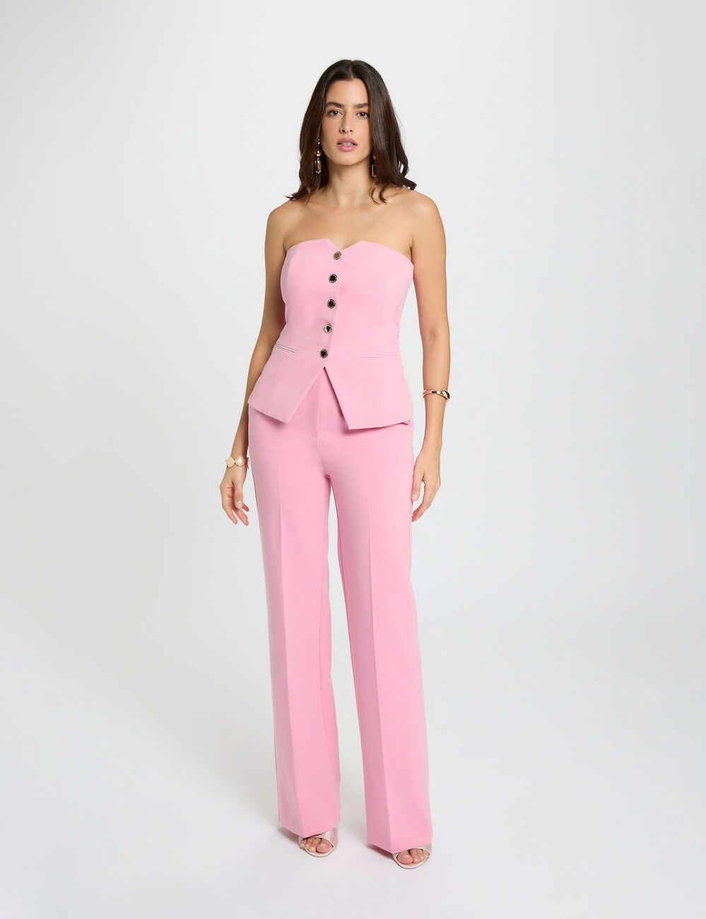 Fitted sleeveless bustier light pink women