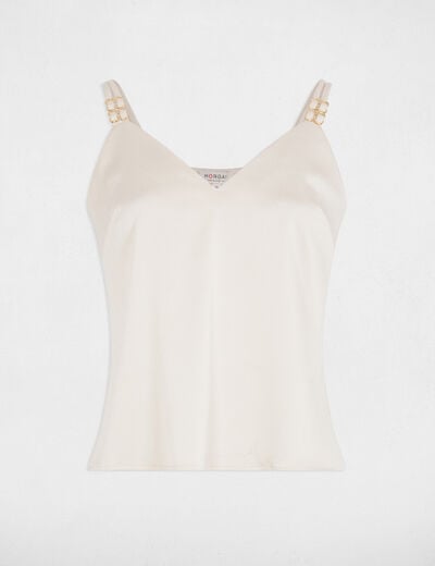 Satin top with straps ivory women