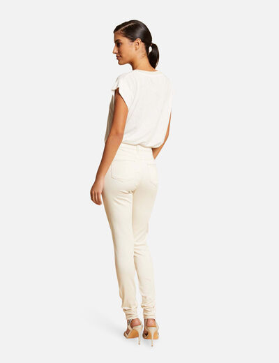 Slim trousers with studs ivory ladies'