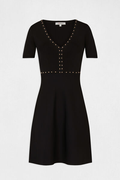 Fitted jumper dress with studs black ladies'