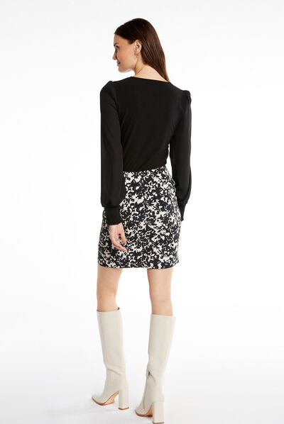 Long-sleeved t-shirt with ornament black ladies'