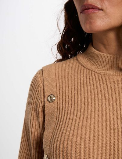 Knitted short dress beige women