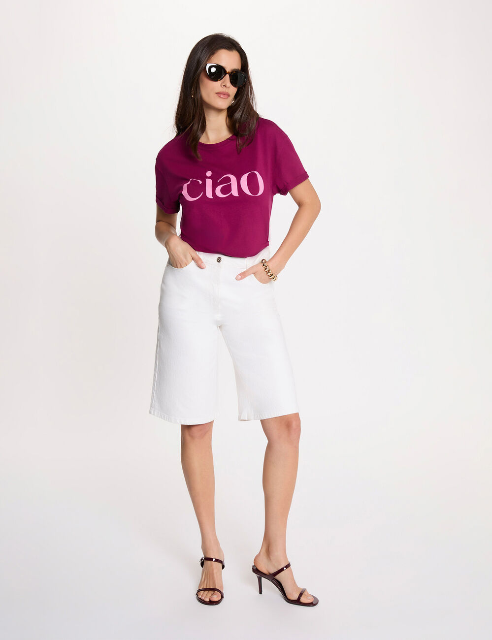 Round neck t-shirt plum women
