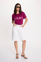 Round neck t-shirt plum women