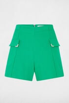 Short ajusté avec rabats vert femme