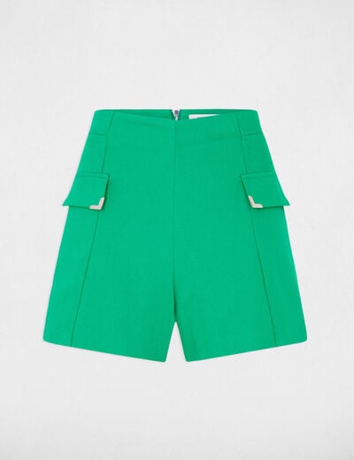 Fitted shorts with flaps green women