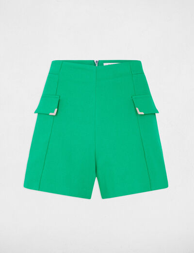 Fitted shorts with flaps green ladies'