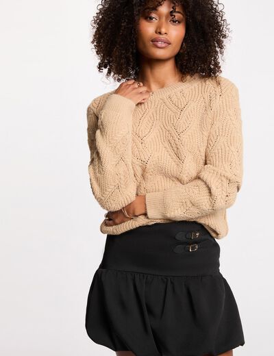 fancy knit sweater beige women Fancy knit sweater beige women